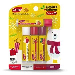 NWT - Carmex Daily Care Holiday Limited Edition Lip Balm Sticks - 0.15oz/4ct